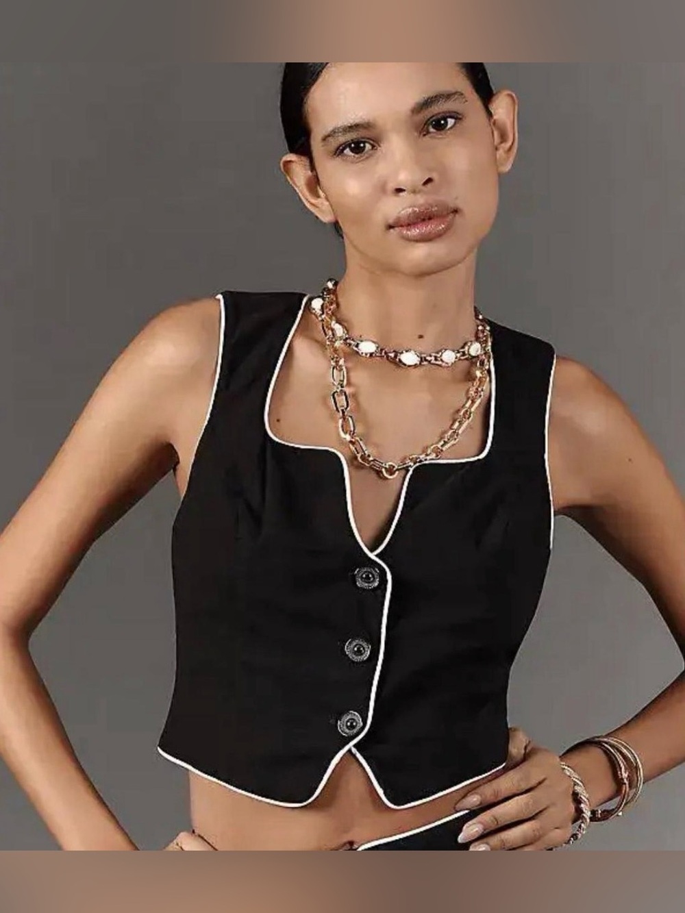 Maeve cropped vest shirt